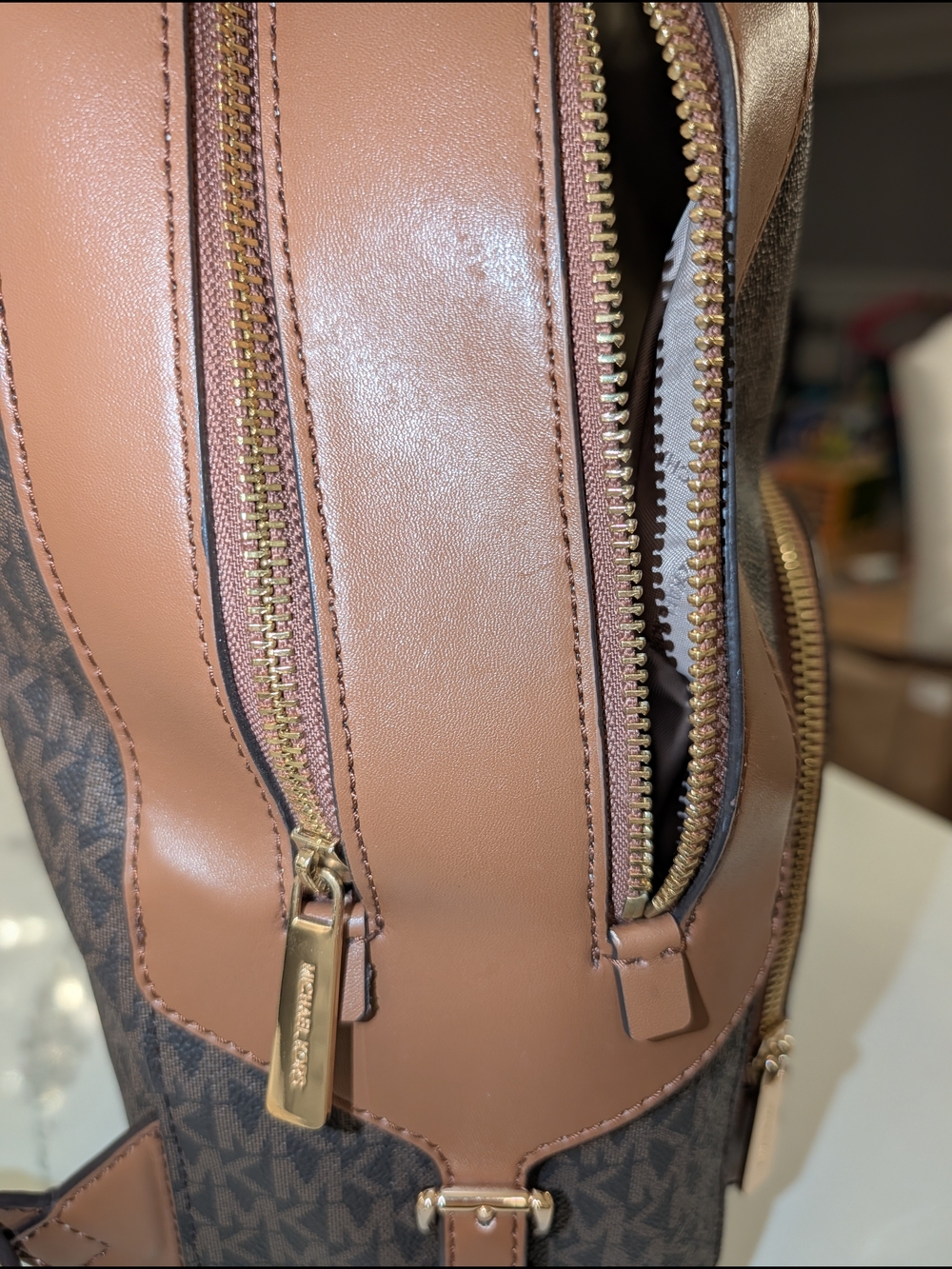 Michael Kors Jaycee Large Zip Pocket Backpack In Brown - Picture 12 of 12